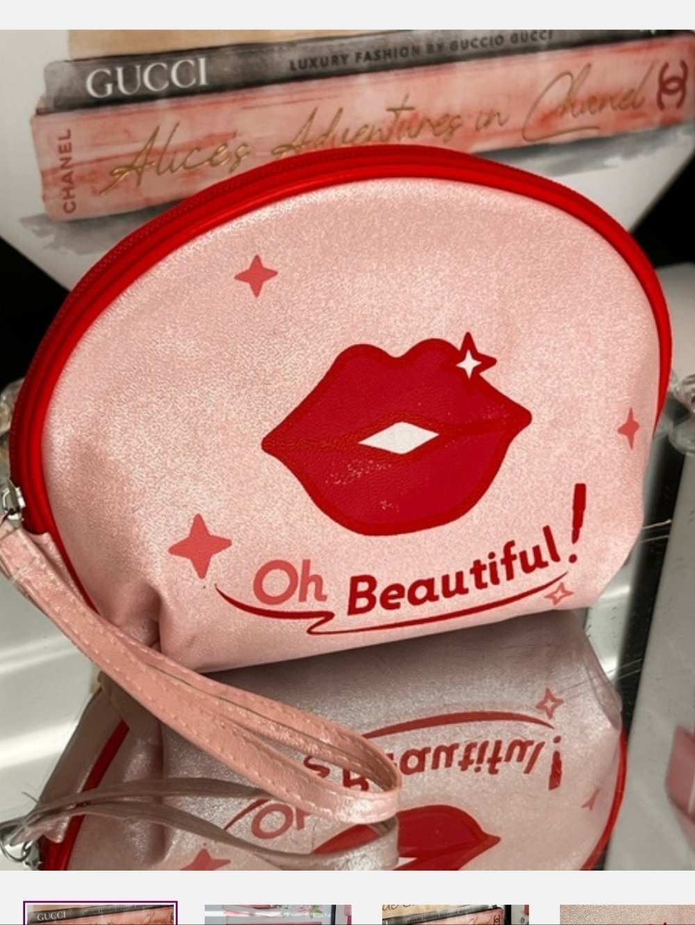 Oh Beautiful Pink and red Cosmetic Bag